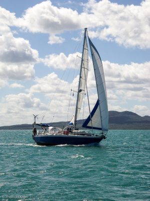 Fleur de Sel sous voile dans le Hauraki Gulf (Nouvelle-Zélande) en 2012